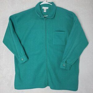 New York Jeans Womens Full Zip Fleece Jacket Shacket Green Size XL EUC